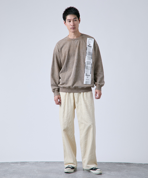 B.C STOCK(ベーセーストック)の「RINKUU ピグメント加工 クルーネックスウェット(スウェット・メンズ・ブラック/ベージュ/ネイビー・MEDIUM/LARGE)」の8枚目の写真