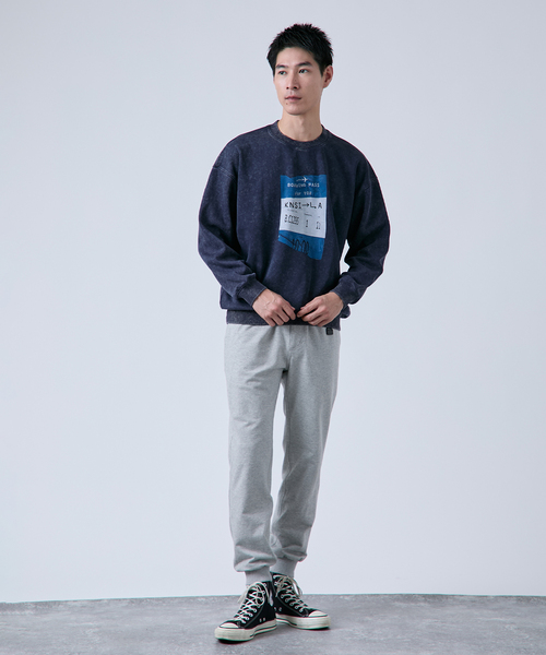 B.C STOCK(ベーセーストック)の「RINKUU ピグメント加工 クルーネックスウェット(スウェット・メンズ・ブラック/ベージュ/ネイビー・MEDIUM/LARGE)」の12枚目の写真