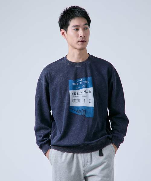 B.C STOCK(ベーセーストック)の「RINKUU ピグメント加工 クルーネックスウェット(スウェット・メンズ・ブラック/ベージュ/ネイビー・MEDIUM/LARGE)」の13枚目の写真