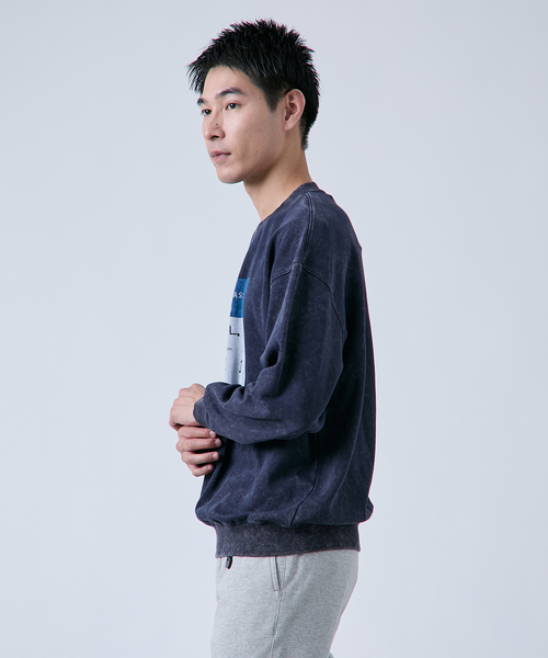 B.C STOCK(ベーセーストック)の「RINKUU ピグメント加工 クルーネックスウェット(スウェット・メンズ・ブラック/ベージュ/ネイビー・MEDIUM/LARGE)」の14枚目の写真