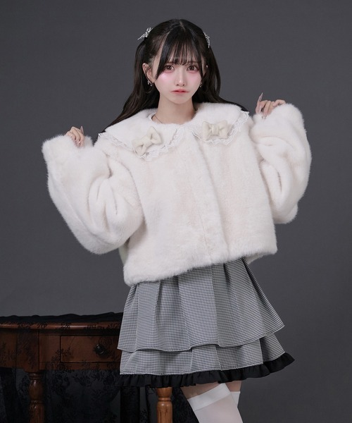 La Pafait リボン付きふわふわコート リボン付きフリルファーコート（その他アウター）｜Pal elfy（パル