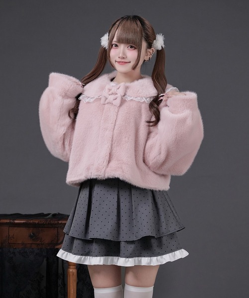 セール】リボン付きフリルファーコート（その他アウター）｜Pal elfy