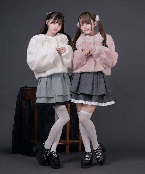 セール】リボン付きフリルファーコート（その他アウター）｜Pal elfy