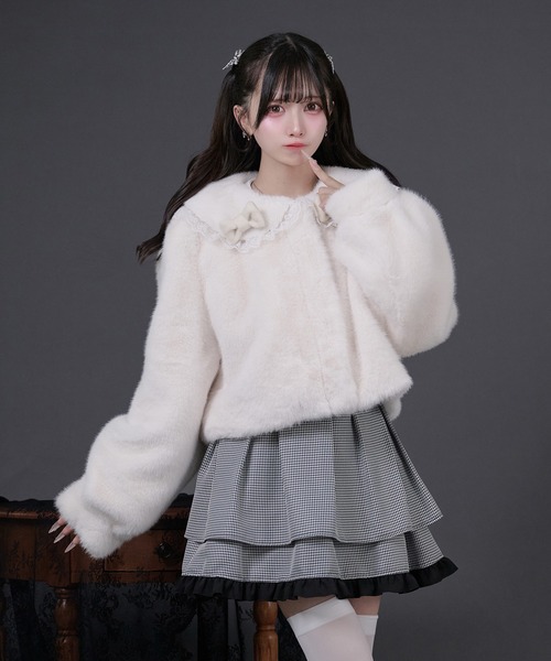 Pal elfy（パルエルフィー）の「リボン付きフリルファーコート（その他