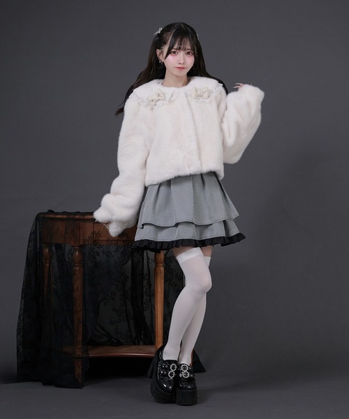 Pal elfy（パルエルフィー）の「リボン付きフリルファーコート（その他 