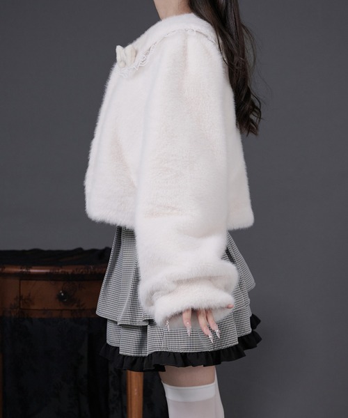 セール】リボン付きフリルファーコート（その他アウター）｜Pal elfy