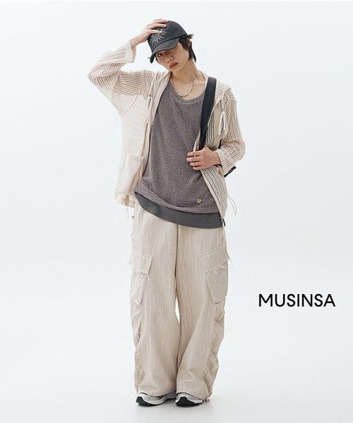 RSSC(アールエスエスシー)の「WRINKLE MIXED STRIPE CARGO PANTS - BEIGE(スウェットパンツ・レディース・その他・1/2)」の9枚目の写真