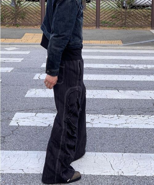 RSSC(アールエスエスシー)の「WRINKLE MIXED STRIPE CARGO PANTS - BEIGE(スウェットパンツ・レディース・その他・1/2)」の11枚目の写真