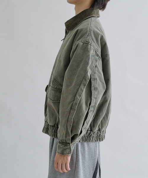 セール】Corduroy Collar Tucked Duck Jacket / コーデュロイカラー