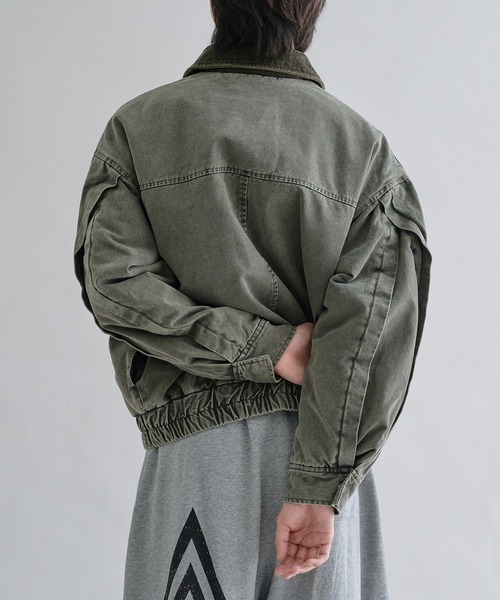 セール】Corduroy Collar Tucked Duck Jacket / コーデュロイカラー