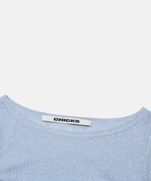 CHICKS(チックス)の「LTT サイドリボンT 4色(Tシャツ/カットソー・レディース・スカイブルー/アイボリー/ピンク/チャコール・FREE)」の9枚目の写真