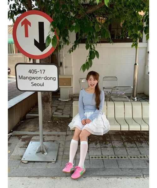 CHICKS(チックス)の「LTT サイドリボンT 4色(Tシャツ/カットソー・レディース・スカイブルー/アイボリー/ピンク/チャコール・FREE)」の16枚目の写真