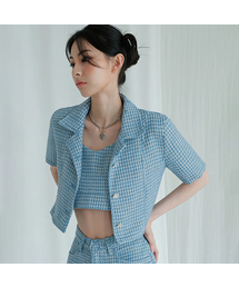 AVANDRESS（アバンドレス ）の「Blue Marine Tweed crop jacket（テーラードジャケット）」