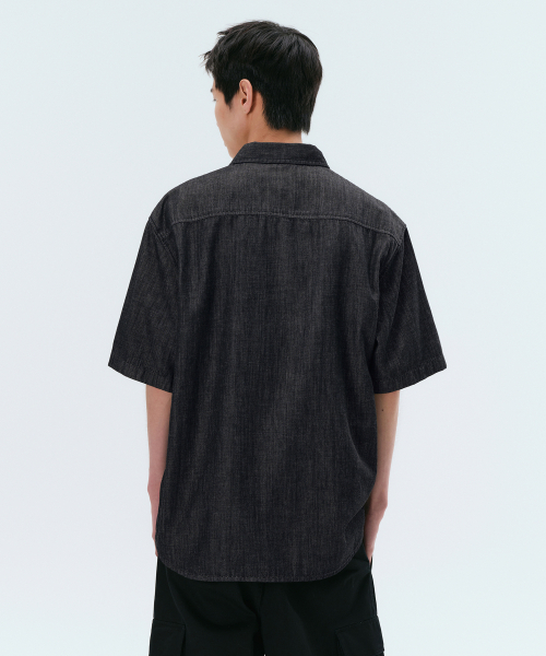 MUSINSA STANDARD（ムシンサスタンダード）の「リラックスド半袖デニムシャツ[ロー ブラック]（シャツ/ブラウス・メンズ・その他・MEDIUM/LARGE/XX-LARGE/SMALL/X-LARGE）」の3枚目の写真