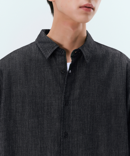 MUSINSA STANDARD（ムシンサスタンダード）の「リラックスド半袖デニムシャツ[ロー ブラック]（シャツ/ブラウス・メンズ・その他・MEDIUM/LARGE/XX-LARGE/SMALL/X-LARGE）」の4枚目の写真
