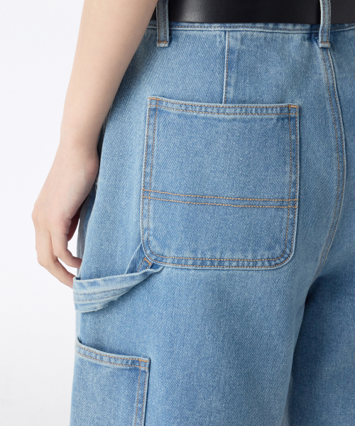 MUSINSA STANDARD WOMAN（ムシンサスタンダードウーマン）の「ウィメンズカーペンターバミューダデニムパンツ[ライトインディゴ]（デニムパンツ・レディース・その他・30/28/29/26/27/24/25）」の5枚目の写真