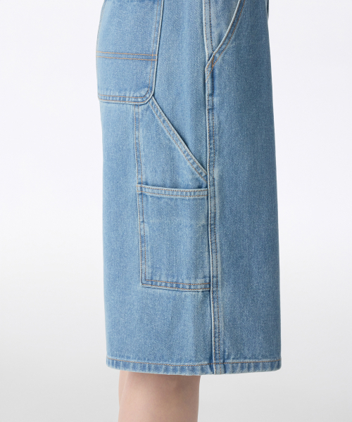 MUSINSA STANDARD WOMAN（ムシンサスタンダードウーマン）の「ウィメンズカーペンターバミューダデニムパンツ[ライトインディゴ]（デニムパンツ・レディース・その他・30/28/29/26/27/24/25）」の7枚目の写真