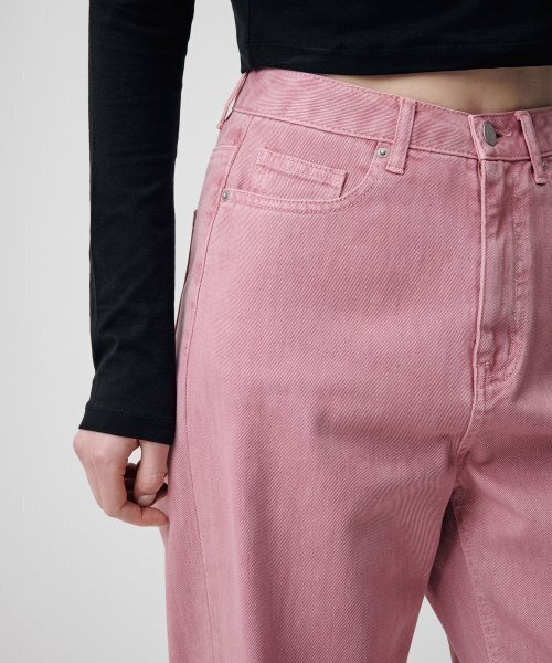 MUSINSA STANDARD WOMAN（ムシンサスタンダードウーマン）の「ウィメンズガーメントダイレギュラーフィットデニムパンツ[ピンク]（デニムパンツ・レディース・その他・30/24/25/26/27/28）」の5枚目の写真