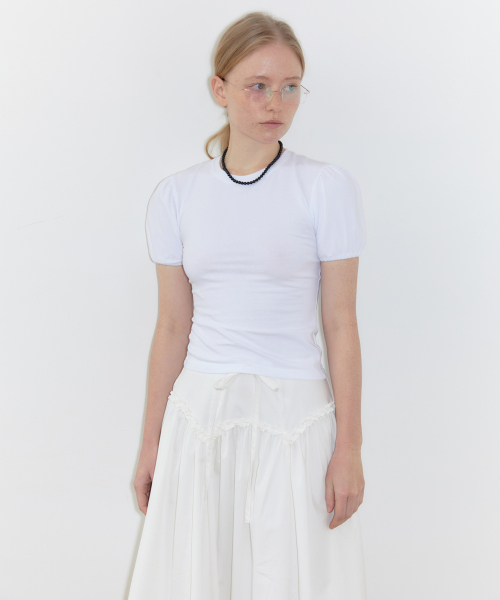 SINOON（シヌーン）の「Basic Puff T-Shirts (White)（Tシャツ/カットソー・レディース・ホワイト・FREE）」の4枚目の写真