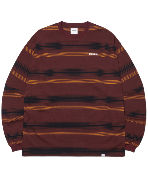NOMANUAL(NOMANUAL)の「NM STRIPED LONG SLEEVE TEE - BURGUNDY(Tシャツ/カットソー・レディース・その他・MEDIUM/LARGE/X-LARGE)」の1枚目の写真