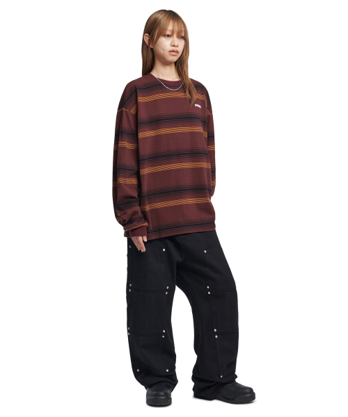 NOMANUAL(NOMANUAL)の「NM STRIPED LONG SLEEVE TEE - BURGUNDY(Tシャツ/カットソー・レディース・その他・MEDIUM/LARGE/X-LARGE)」の5枚目の写真