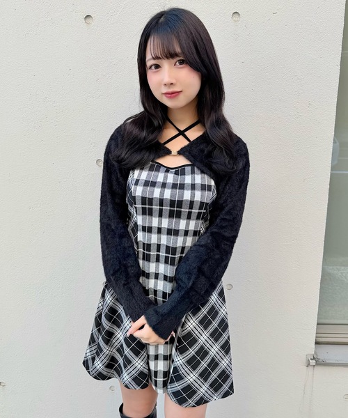 セール】シャギーボレロミニチェックワンピース（ワンピース）｜NOMAE