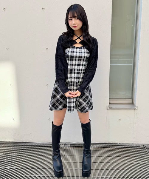 セール】シャギーボレロミニチェックワンピース（ワンピース）｜NOMAE