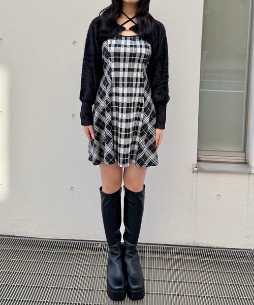 【最安値】NOMAE シャギーボレロミニチェックワンピース NOMAE（ノーマエ） ワンピース シャギーボレロミニチェックワンピース