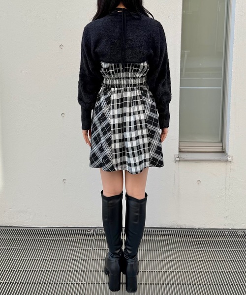 NOMAE(ノーマエ)の「シャギーボレロミニチェックワンピース(ワンピース・レディース・ベージュ/ブラック/ブラウン・FREE)」の14枚目の写真