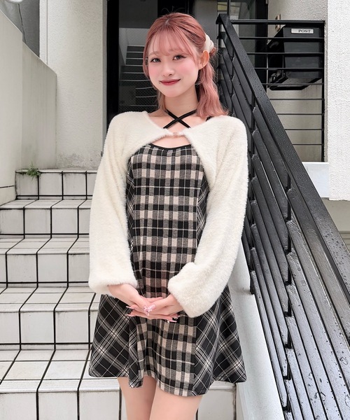 NOMAE(ノーマエ)の「シャギーボレロミニチェックワンピース(ワンピース・レディース・ベージュ/ブラック/ブラウン・FREE)」の20枚目の写真