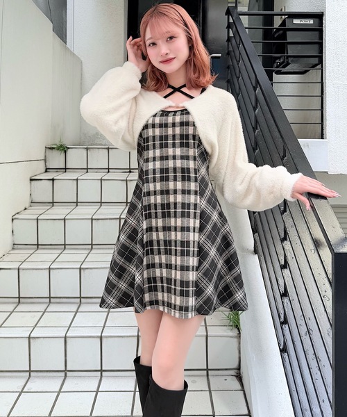 NOMAE(ノーマエ)の「シャギーボレロミニチェックワンピース(ワンピース・レディース・ベージュ/ブラック/ブラウン・FREE)」の18枚目の写真
