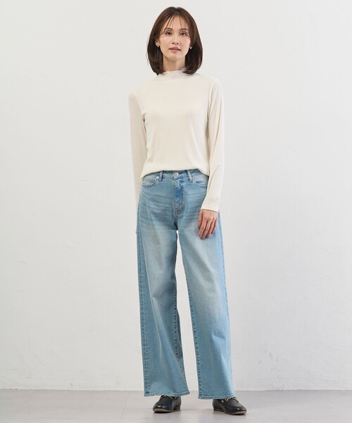 J.PRESS(ジェイプレス)の「シルク混ベアテレコ ハイネック シアー カットソー(Tシャツ/カットソー・レディース・ホワイト系・T13)」の4枚目の写真
