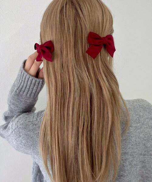 WEGO（ウィゴー）の「WEGO/ベロアBIGリボンクリップ（バレッタ/ヘアクリップ・レディース・ワイン/ブラック/ブラウン・FREE）」の3枚目の写真