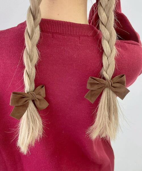 WEGO（ウィゴー）の「WEGO/ベロアBIGリボンクリップ（バレッタ/ヘアクリップ・レディース・ワイン/ブラック/ブラウン・FREE）」の4枚目の写真