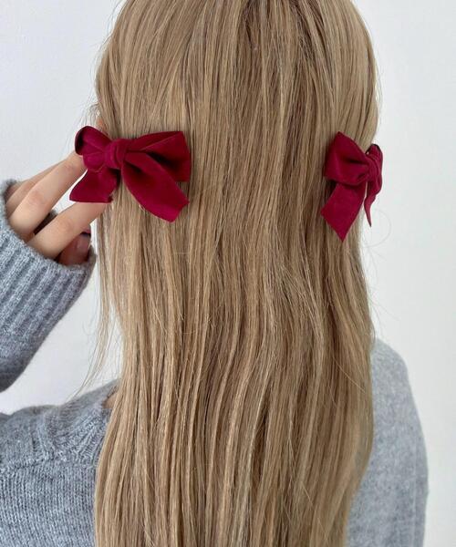WEGO（ウィゴー）の「WEGO/ベロアBIGリボンクリップ（バレッタ/ヘアクリップ・レディース・ワイン/ブラック/ブラウン・FREE）」の5枚目の写真
