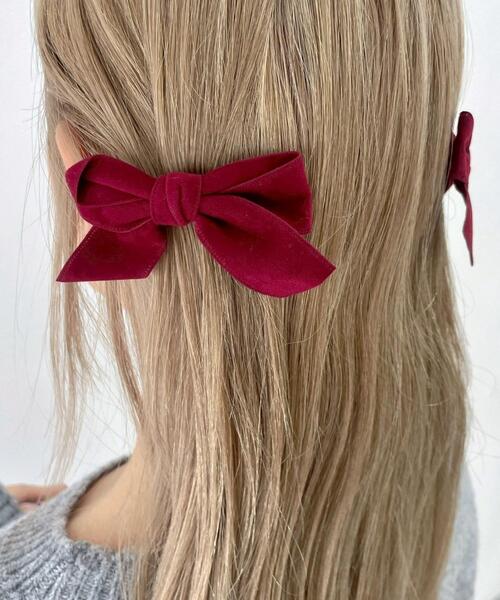 WEGO（ウィゴー）の「WEGO/ベロアBIGリボンクリップ（バレッタ/ヘアクリップ・レディース・ワイン/ブラック/ブラウン・FREE）」の6枚目の写真