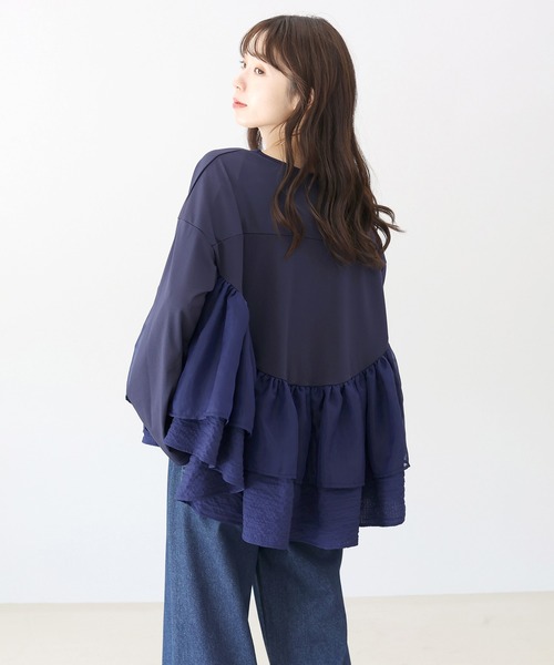 Aletta vita(アレッタビータ)の「異素材切替フリルブラウス(シャツ/ブラウス・レディース・ネイビー/ブラック・M)」の20枚目の写真
