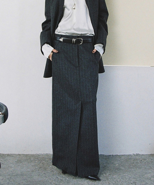 ゆき　美品　Plage R’IAM メルトンストライプ スカート セール】R'IAM メルトンストライプ スカート（スカート）｜Plage