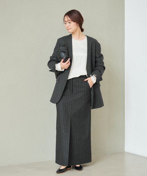 ゆき　美品　Plage R’IAM メルトンストライプ スカート セール】R'IAM メルトンストライプ スカート（スカート）｜Plage