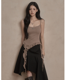 KHAKIPOINT（カーキポイント）の「Ruffle Layered Sleeveless (brown)（Tシャツ/カットソー・レディース）」