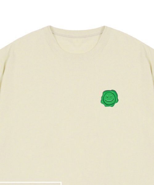 GRAVER（グレーバー）の「[ユニセックス]グリーンシーリング スモールドローイングスマイル 半袖Tシャツ_サンドベージュ（Tシャツ/カットソー・レディース・ベージュ・X-LARGE/SMALL/MEDIUM/LARGE）」の3枚目の写真