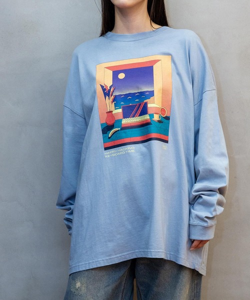 ZOZOMESSE(ゾゾメッセ)の「【HHKB × ZOZOTOWN】HAPPY TIME LONG SLEEVE TEE(Tシャツ/カットソー・メンズ・ブルー/ホワイト・S/M/L/XL)」の2枚目の写真