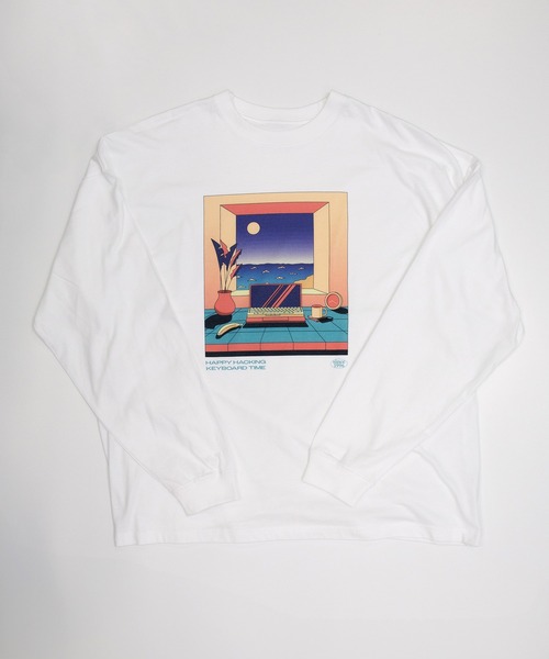 ZOZOMESSE(ゾゾメッセ)の「【HHKB × ZOZOTOWN】HAPPY TIME LONG SLEEVE TEE(Tシャツ/カットソー・メンズ・ブルー/ホワイト・S/M/L/XL)」の5枚目の写真