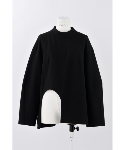 ENFOLD(エンフォルド)の「ダブルクロス サークルヘムプルオーバー(Tシャツ/カットソー・レディース・ブラック・38)」の1枚目の写真