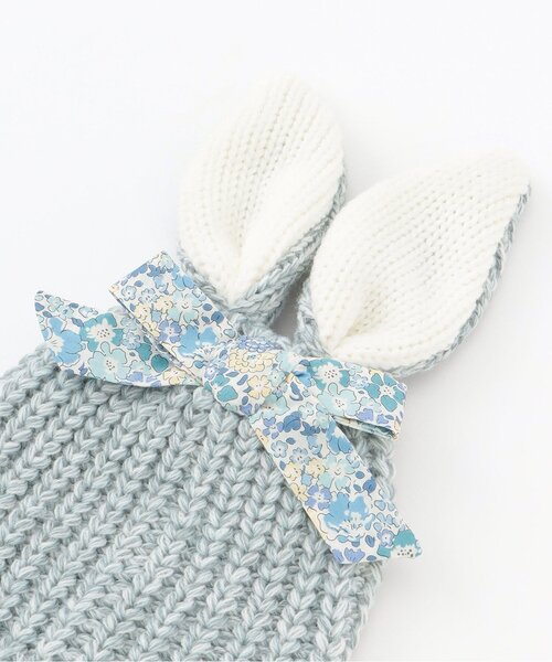 sense of wonder（センスオブワンダー）の「ウサ耳ニット帽子（ニットキャップ/ビーニー・キッズ・ブルーグレー/レッド・S(48-52cm)/52-56cm）」の5枚目の写真