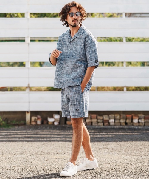 1minute 1second(ワンミニットワンセカンド)の「mhs2457-summer tweed open collar shirt オープンカラーシャツ(1M26H130)(シャツ/ブラウス・メンズ・グレー系その他/ブラック系その他/ブルー系その他・S/M/L/XL)」の7枚目の写真