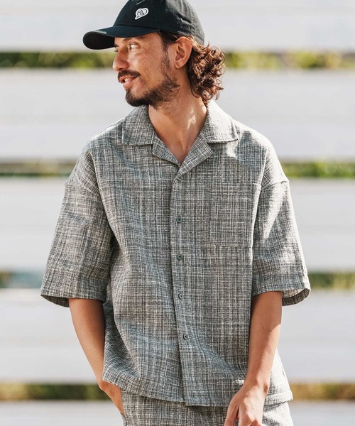 1minute 1second(ワンミニットワンセカンド)の「mhs2457-summer tweed open collar shirt オープンカラーシャツ(1M26H130)(シャツ/ブラウス・メンズ・グレー系その他/ブラック系その他/ブルー系その他・S/M/L/XL)」の11枚目の写真
