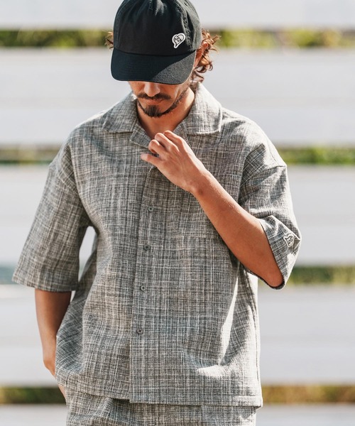 1minute 1second(ワンミニットワンセカンド)の「mhs2457-summer tweed open collar shirt オープンカラーシャツ(1M26H130)(シャツ/ブラウス・メンズ・グレー系その他/ブラック系その他/ブルー系その他・S/M/L/XL)」の12枚目の写真