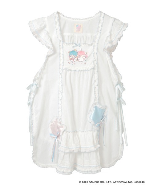 Little Twin Stars×PINK HOUSE 刺しゅう入りローンエプロンドレス