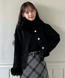 【着用動画あり!】ファートリミングショートニットコート